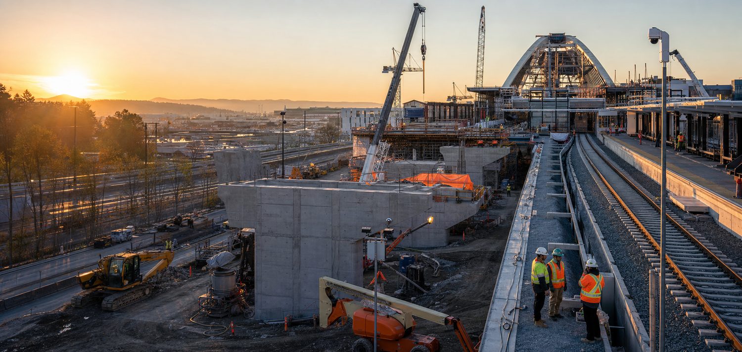 Canadian infrastructure construction programme at sunrise
