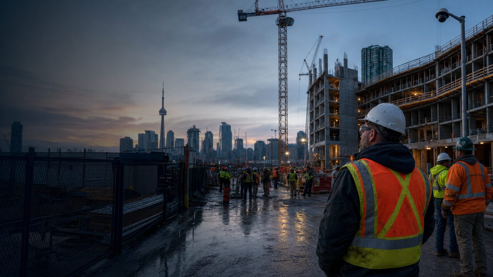 Aerial view of a large Canadian construction site